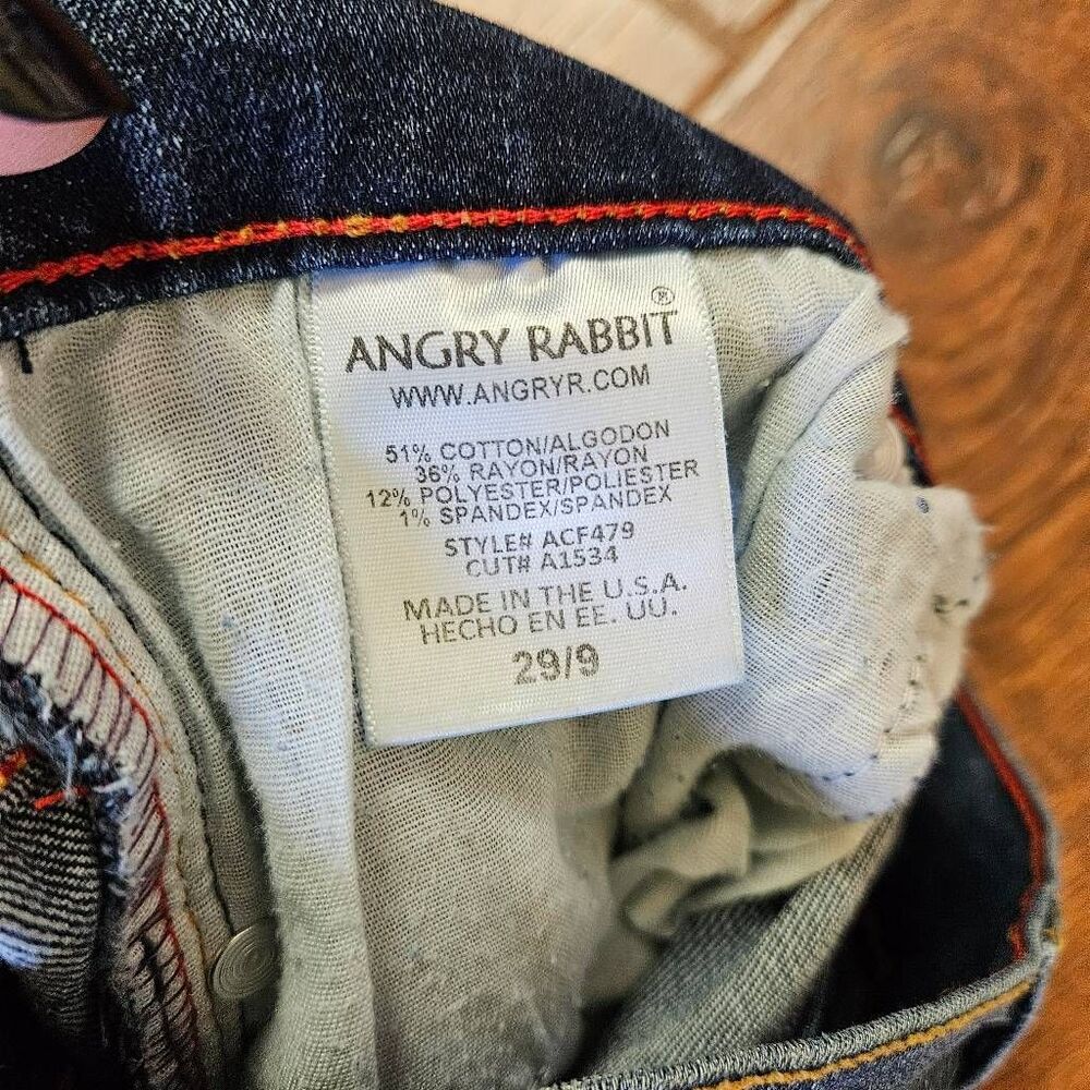 Angry Rabbit Distressed Blue Cropped Flare Jeans - Picture 9 of 9
